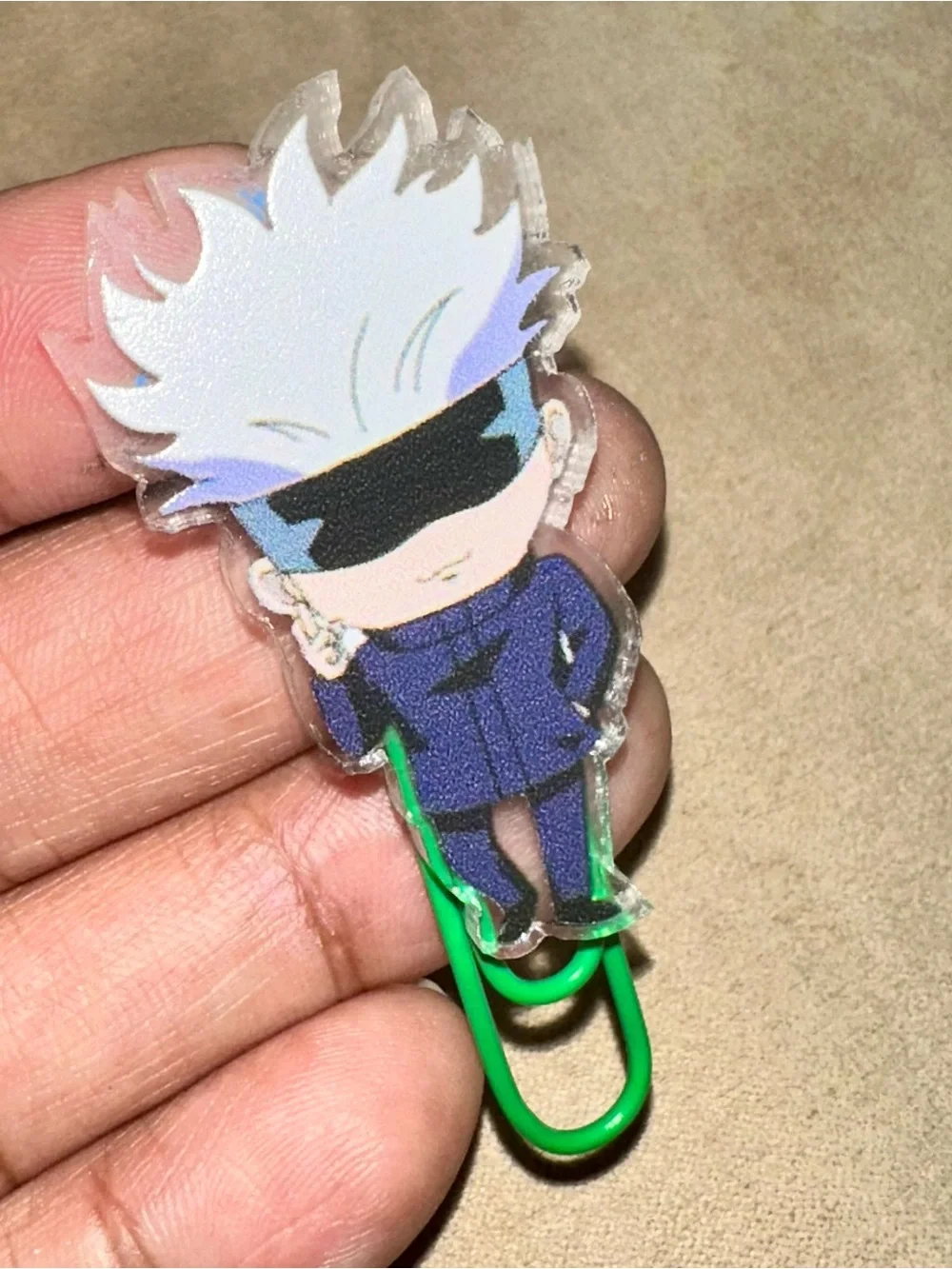 Jujutsu Kaisen Megumi Acrylic Keychain & Gojo Chibi Paper Clip Anime Accessory